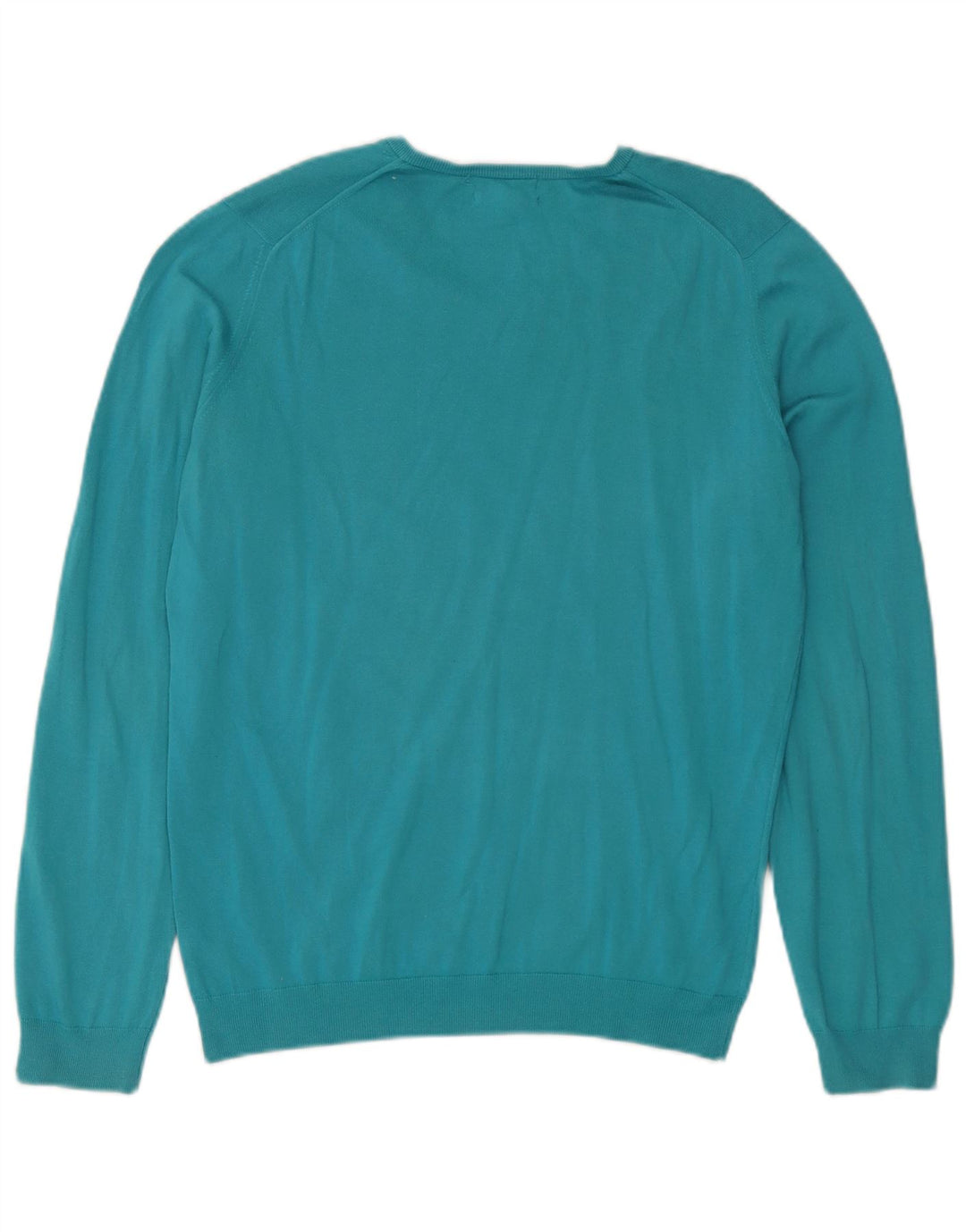 Suéter feminino Massimo Dutti com decote em V Reino Unido 14 algodão azul médio