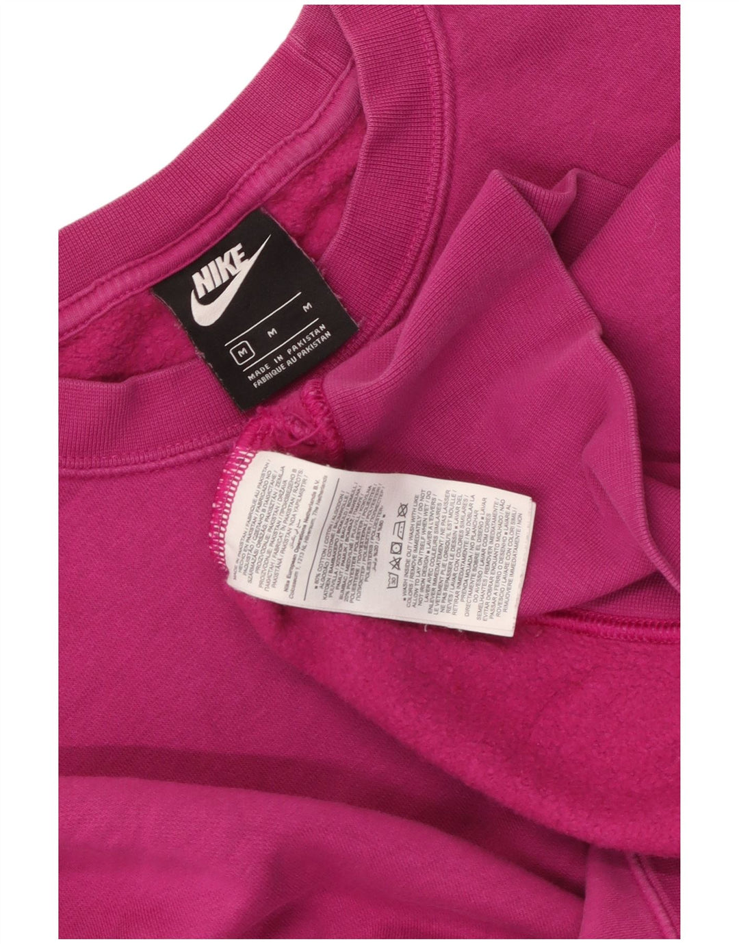 NIKE Womens Crop Oversized Sweatshirt Jumper UK 14 Médio Rosa Algodão