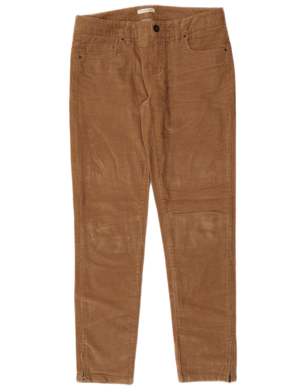 Calça feminina slim de veludo Massimo Dutti UE 38 pequena W28 L29 bege