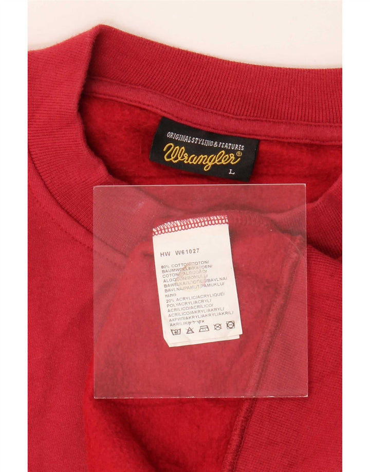 Wrangler moletom masculino jumper grande algodão vermelho