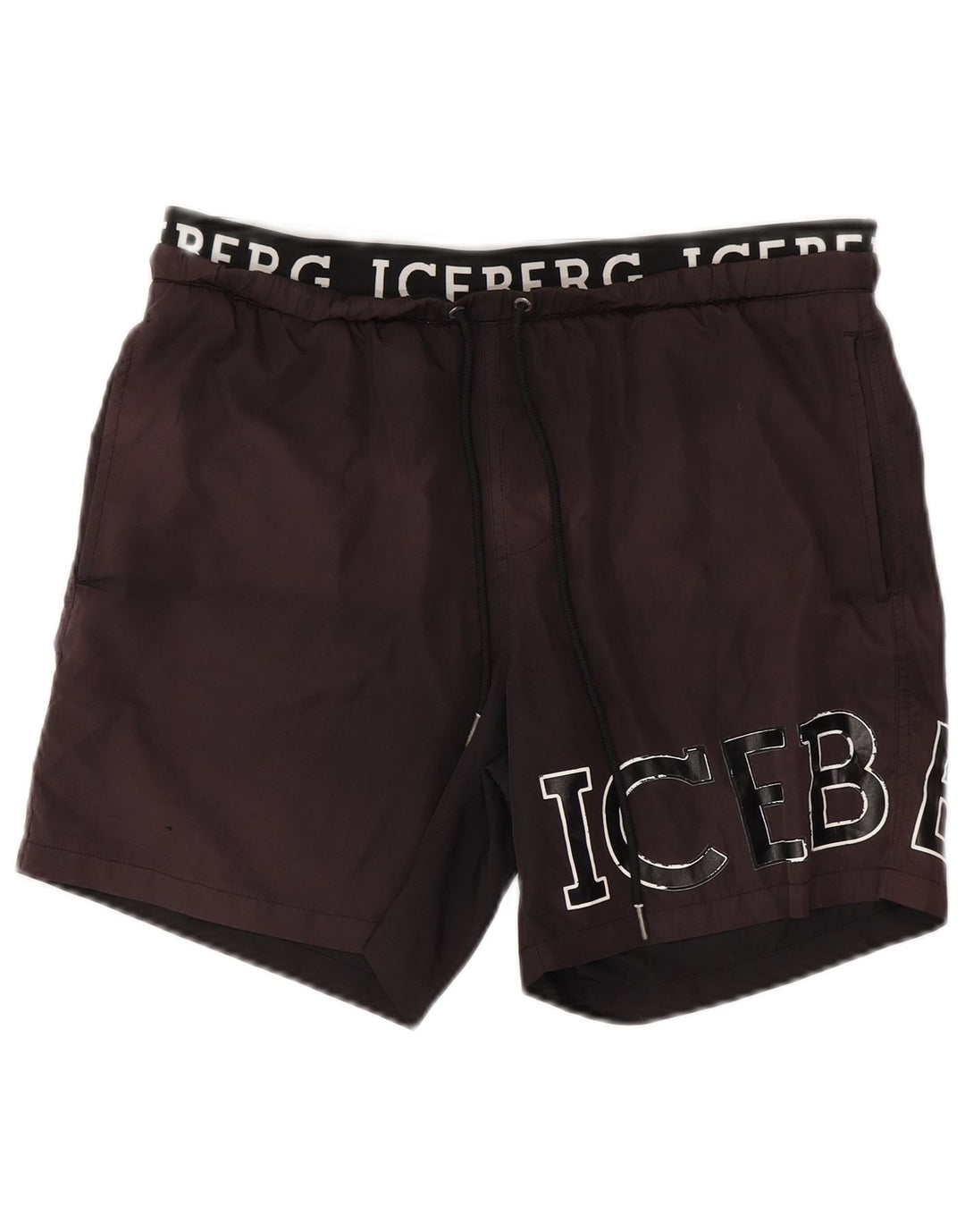 ICEBERG Shorts de natação masculino gráfico grande poliéster preto