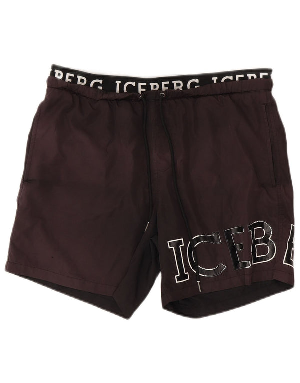 ICEBERG Shorts de natação masculino gráfico grande poliéster preto