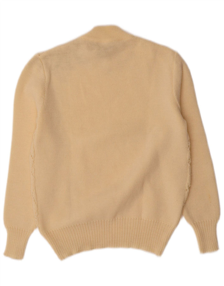 Suéter feminino VINTAGE com gola tartaruga UK 10 pequeno off white