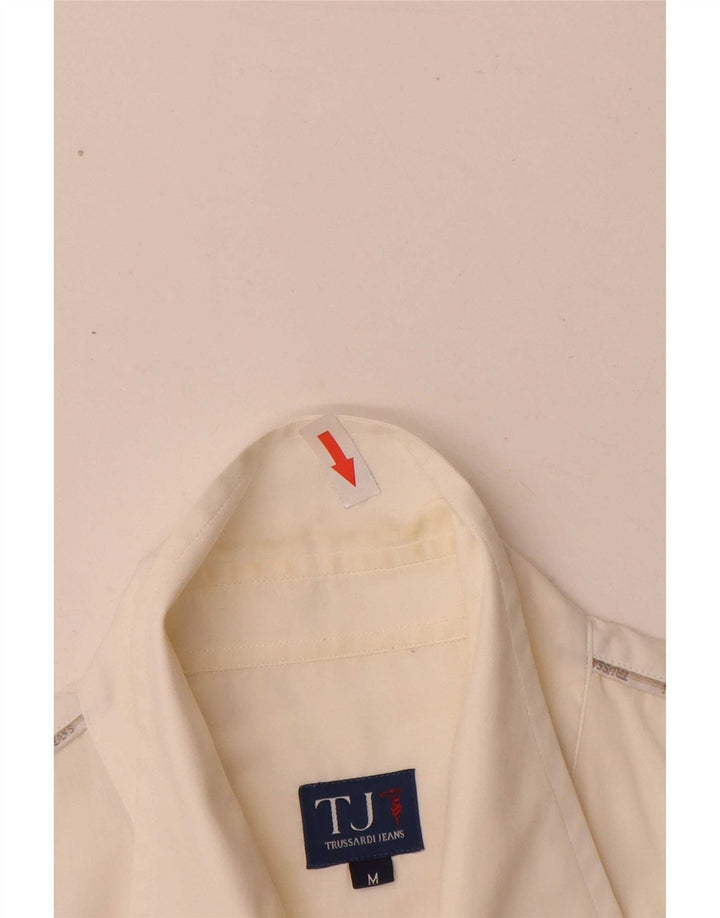 Trussardi Jeans Camisa masculina média algodão branco