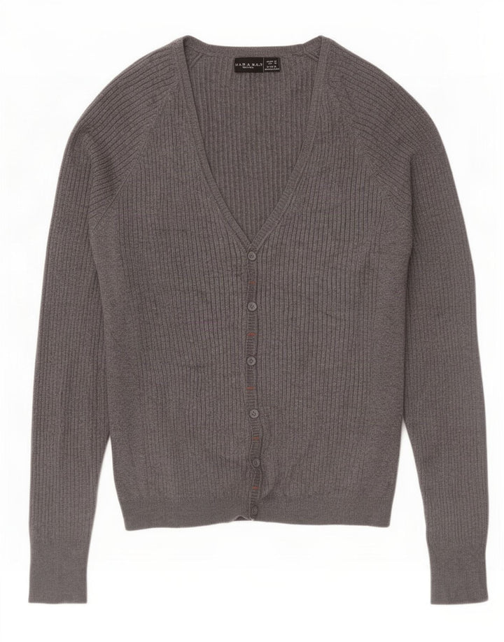 Suéter cardigã masculino Zara viscose cinza médio