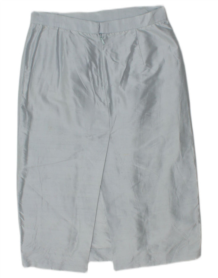 Conjunto de saia feminina Alberto Biani com 3 botões e 2 peças IT 42 médio W26 seda azul