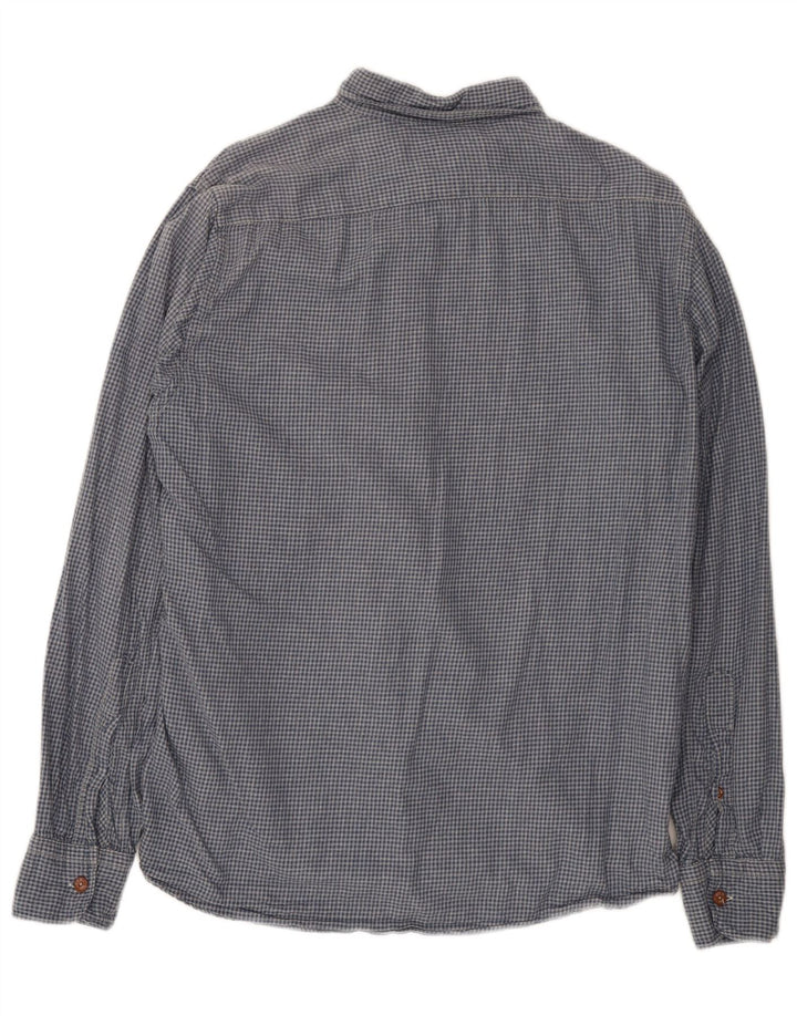 Camisa masculina de flanela Replay grande algodão guingão azul