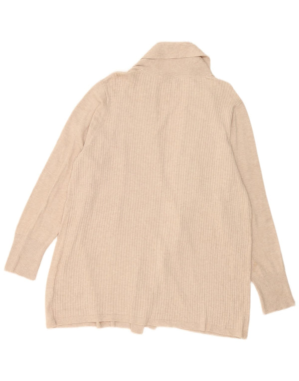 Suéter cardigã feminino M&Co Longline aberto Reino Unido 20 2XL bege viscose