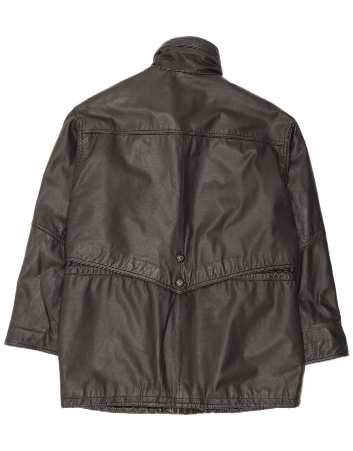 Casaco feminino de couro grande Yorn EU 40 médio preto