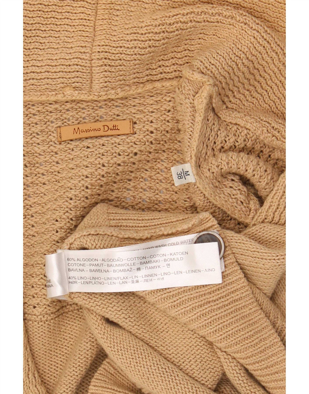 Suéter cardigã masculino Massimo Dutti algodão bege médio