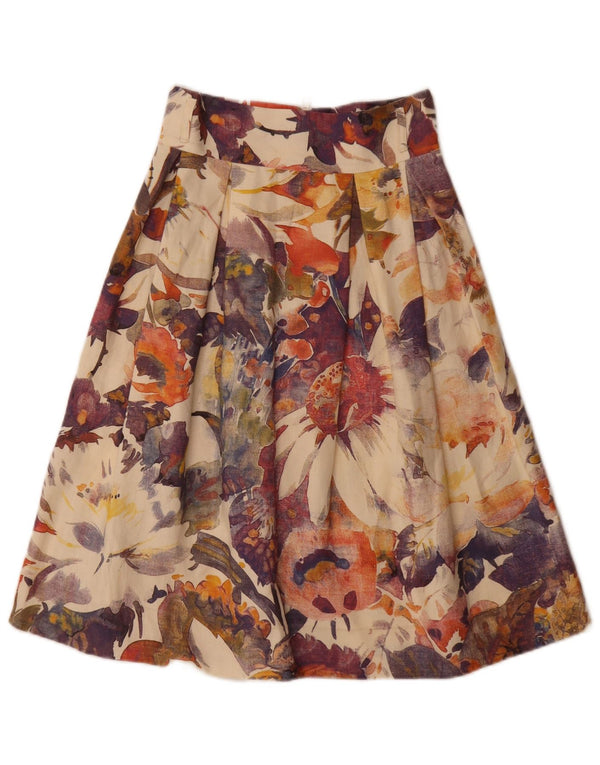 Saia feminina Zara cintura alta plissada evasê pequena W26 floral multicolorida