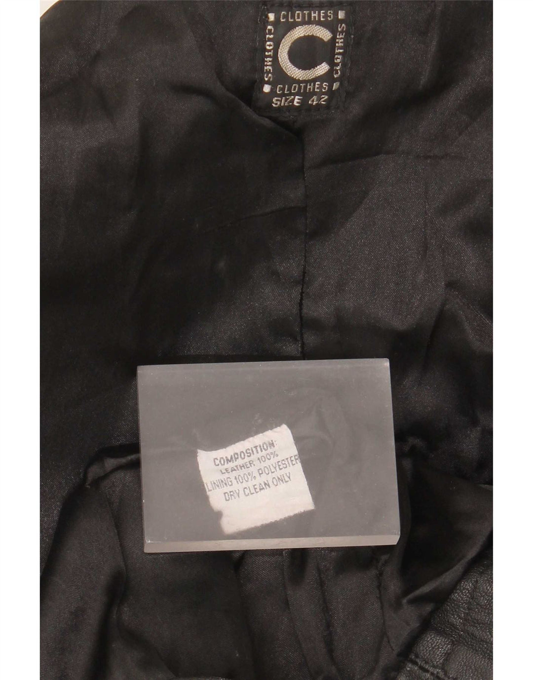 Casaco de couro feminino vintage IT 42 médio preto