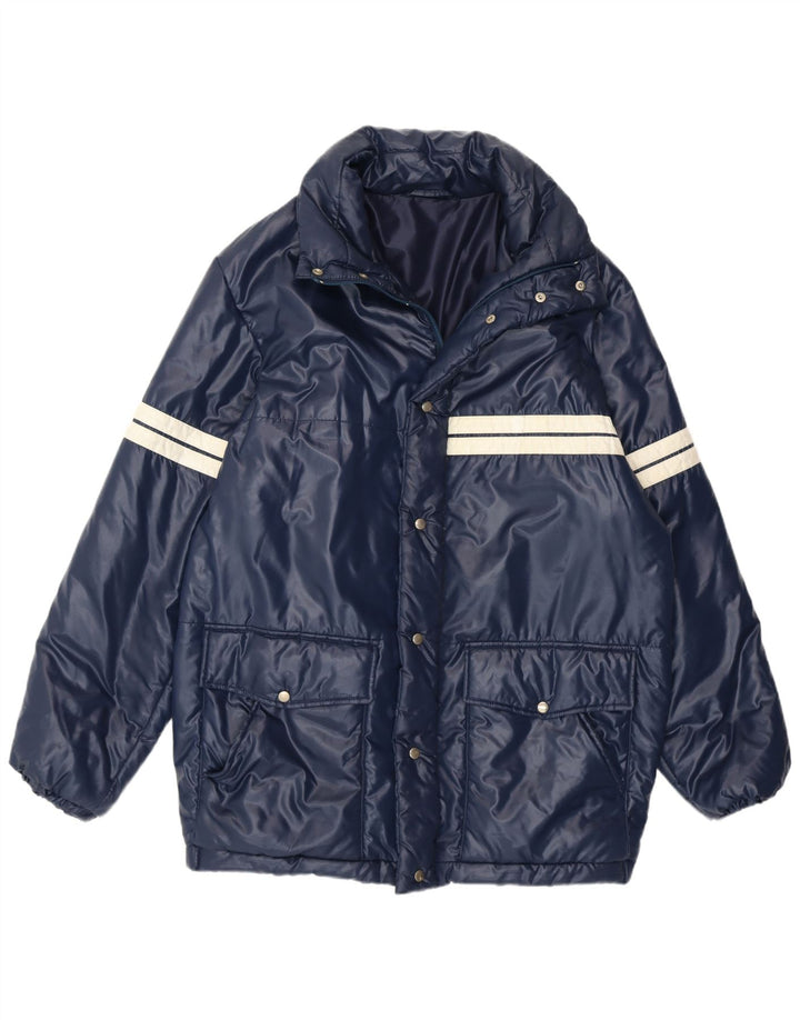 Casaco masculino acolchoado com capuz VINTAGE IT 52 XL azul marinho
