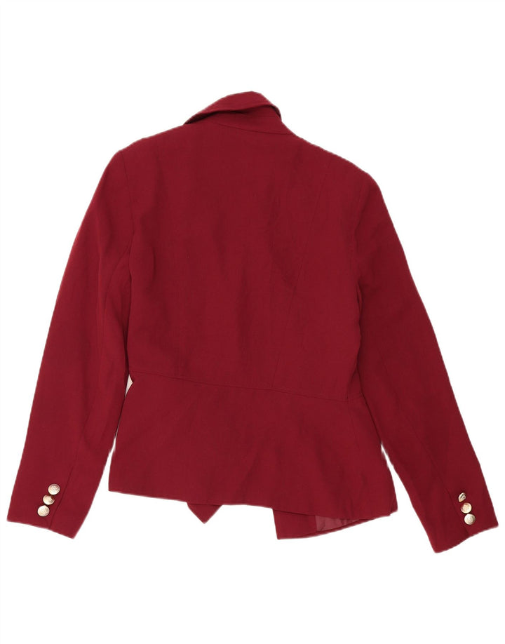 Jaqueta Blazer aberta feminina Lipsy Reino Unido 12 poliéster médio Borgonha