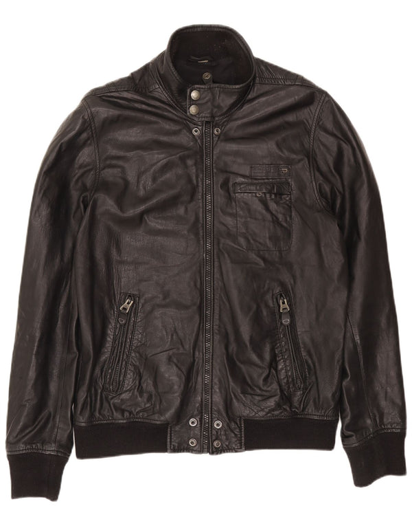 Jaqueta de couro bomber masculina Diesel Reino Unido 40 grande couro preto