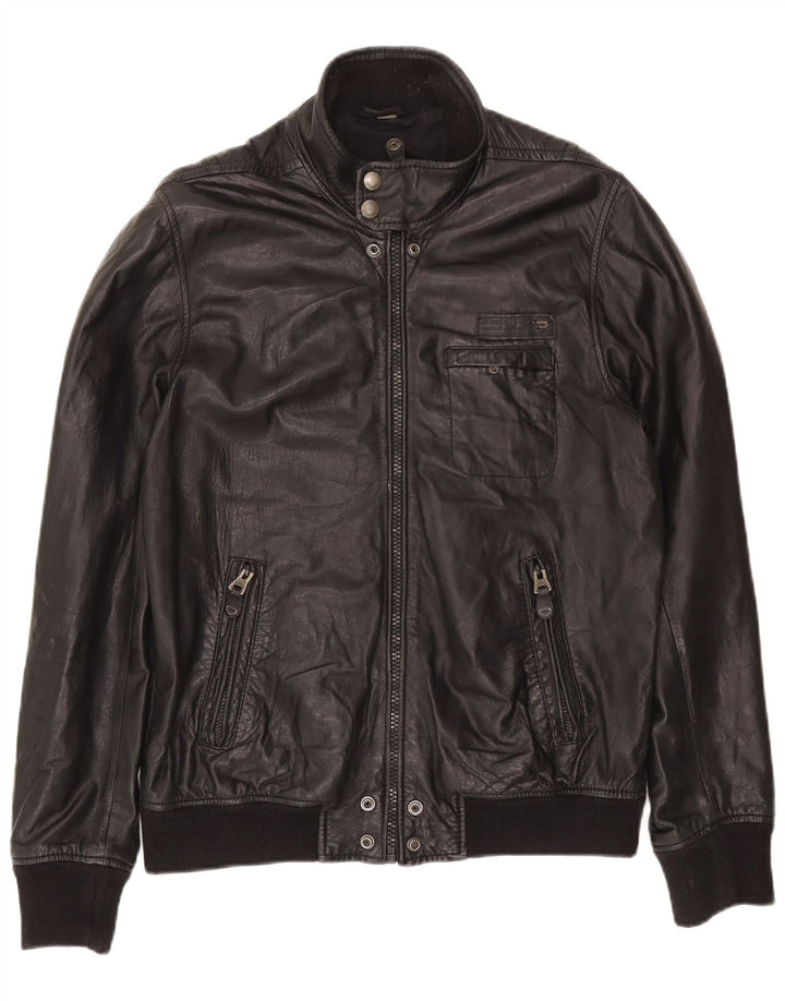 Jaqueta de couro bomber masculina Diesel Reino Unido 40 grande couro preto