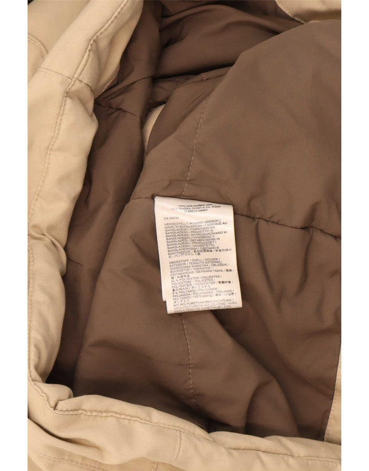 Jaqueta parka feminina com capuz Jack Wolfskin Reino Unido 14 poliéster bege médio
