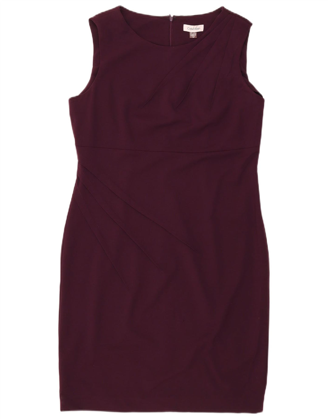 CALVIN KLEIN Vestido feminino sem mangas com bainha US 14 grande poliéster cor de vinho