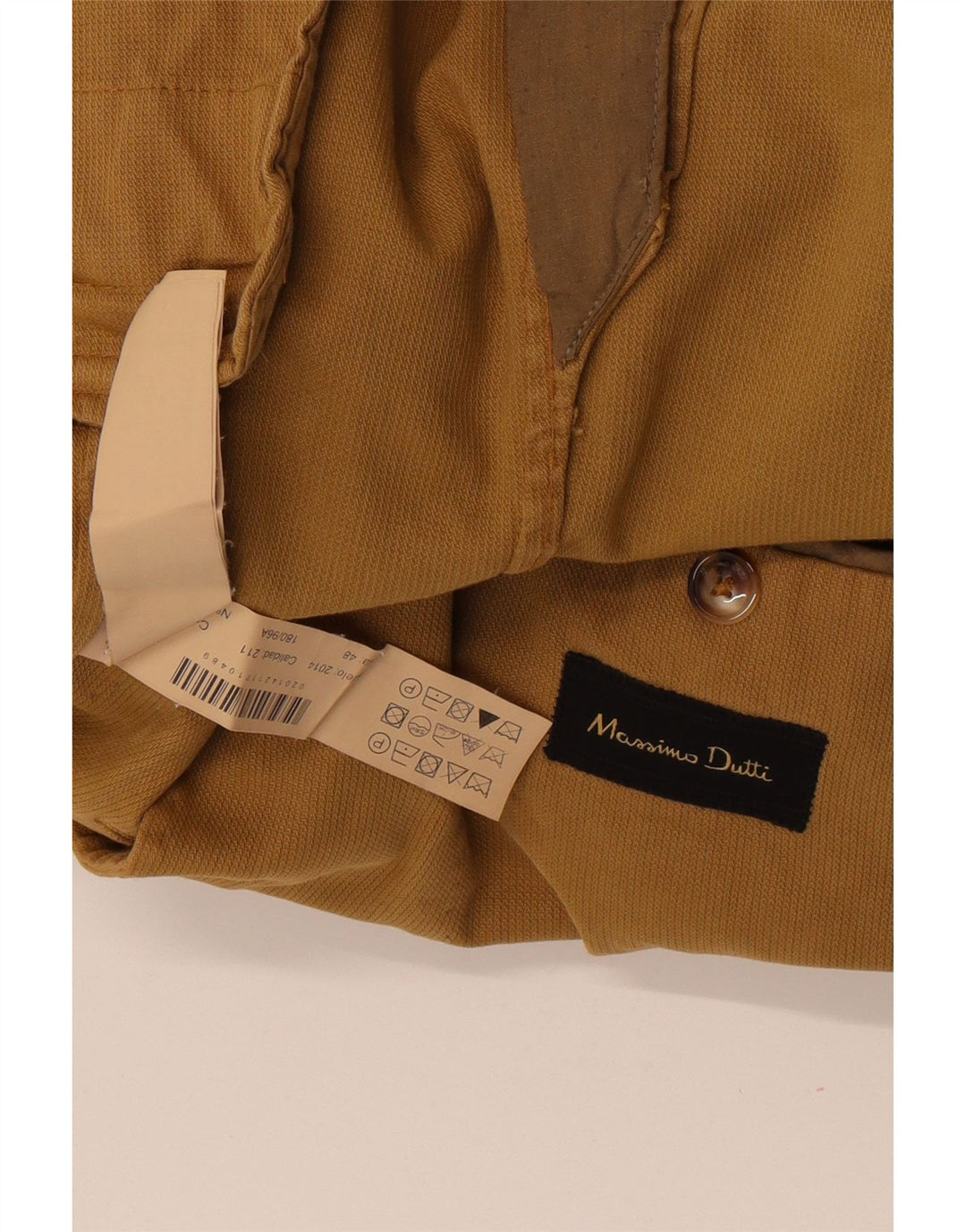 Jaqueta blazer masculina Massimo Dutti com 2 botões EU 48 algodão cáqui médio