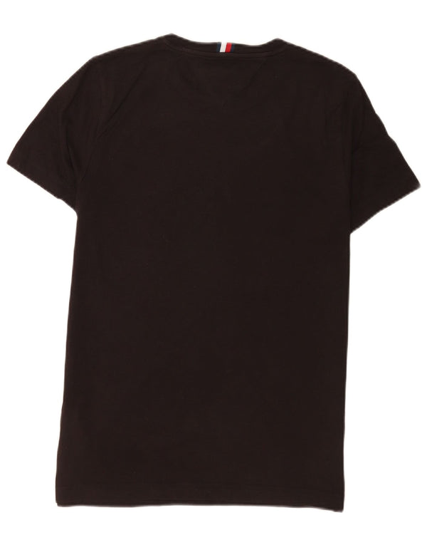 Camiseta masculina Tommy Hilfiger com estampa gráfica pequena de algodão preto
