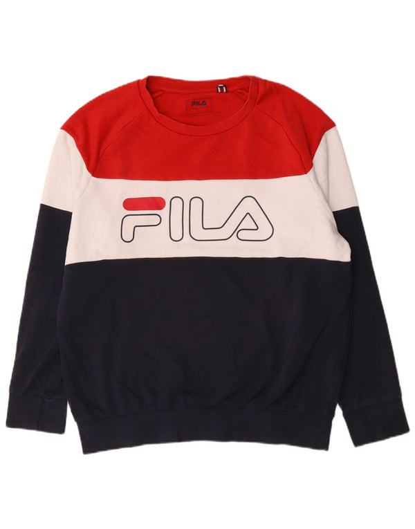 Fila Moletom Gráfico Masculino Jumper Grande Multicolorido Colorblock Algodão