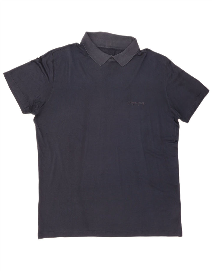 Camisa polo masculina GIORGIO ARMANI IT 50 seda azul marinho médio