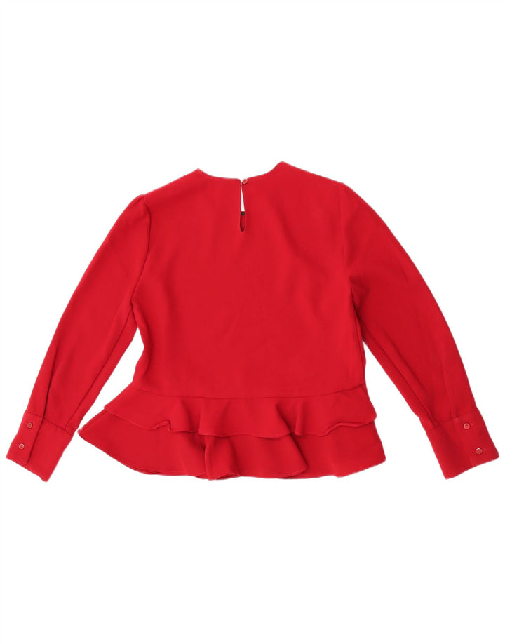 Zara blusa feminina manga comprida top UK 12 médio vermelho