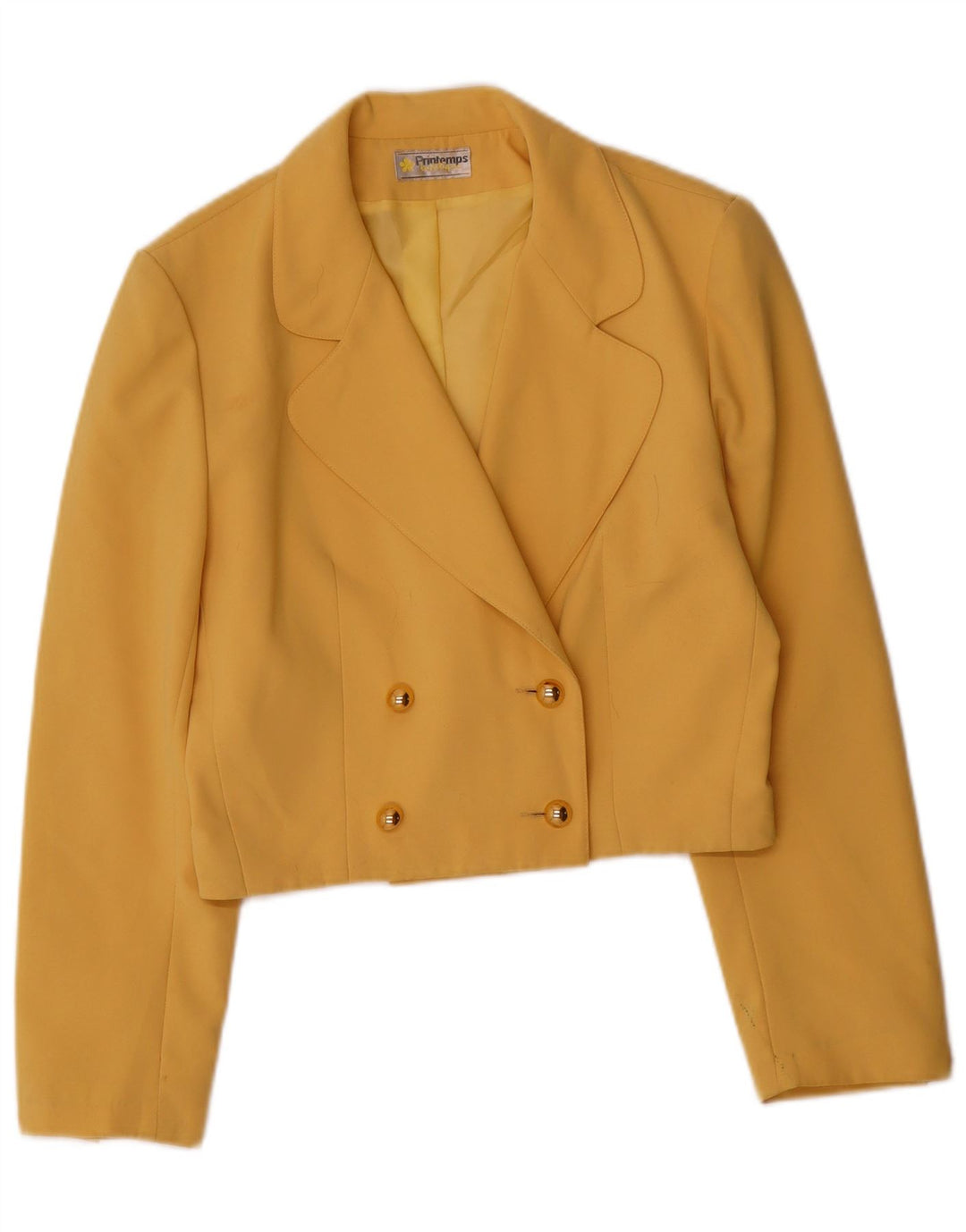 Jaqueta blazer feminina vintage com peito duplo IT 40 pequeno amarelo clássico