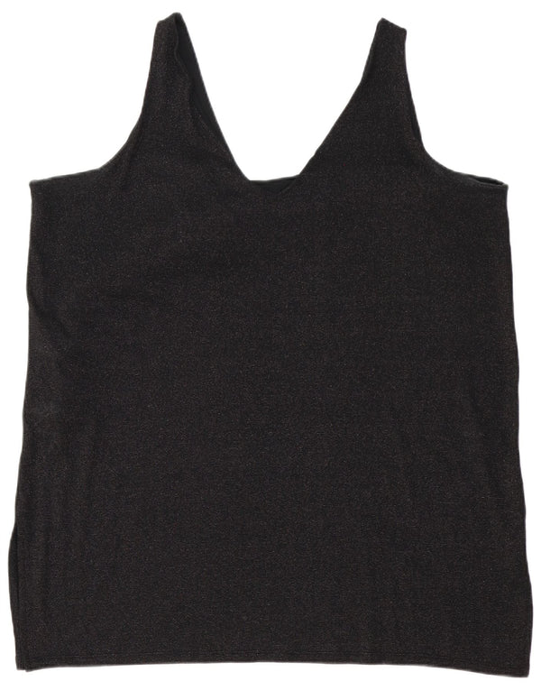 Vestido túnica feminino sem mangas Marks & Spencer Reino Unido 24 4XL poliéster preto