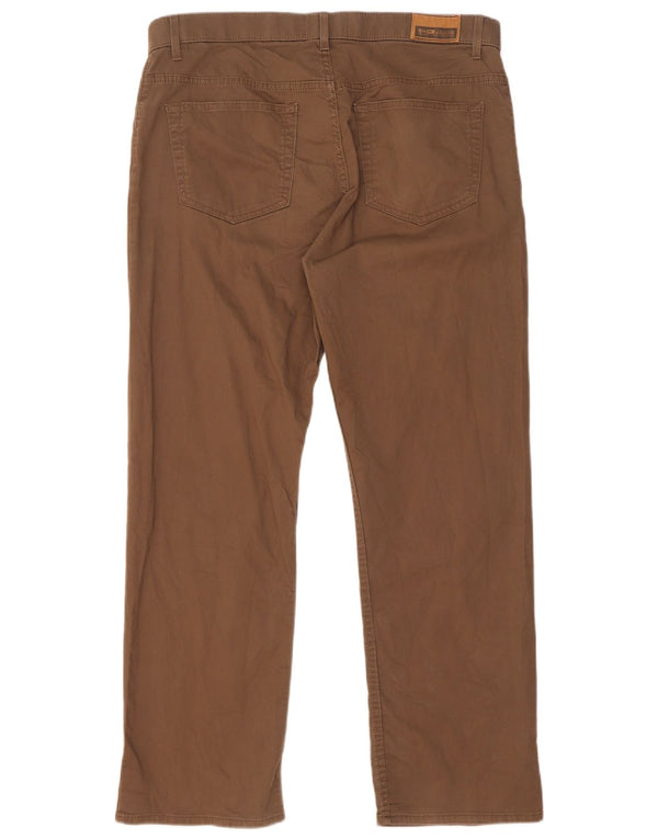 Calça masculina reta casual Marks & Spencer W36 L29 algodão marrom