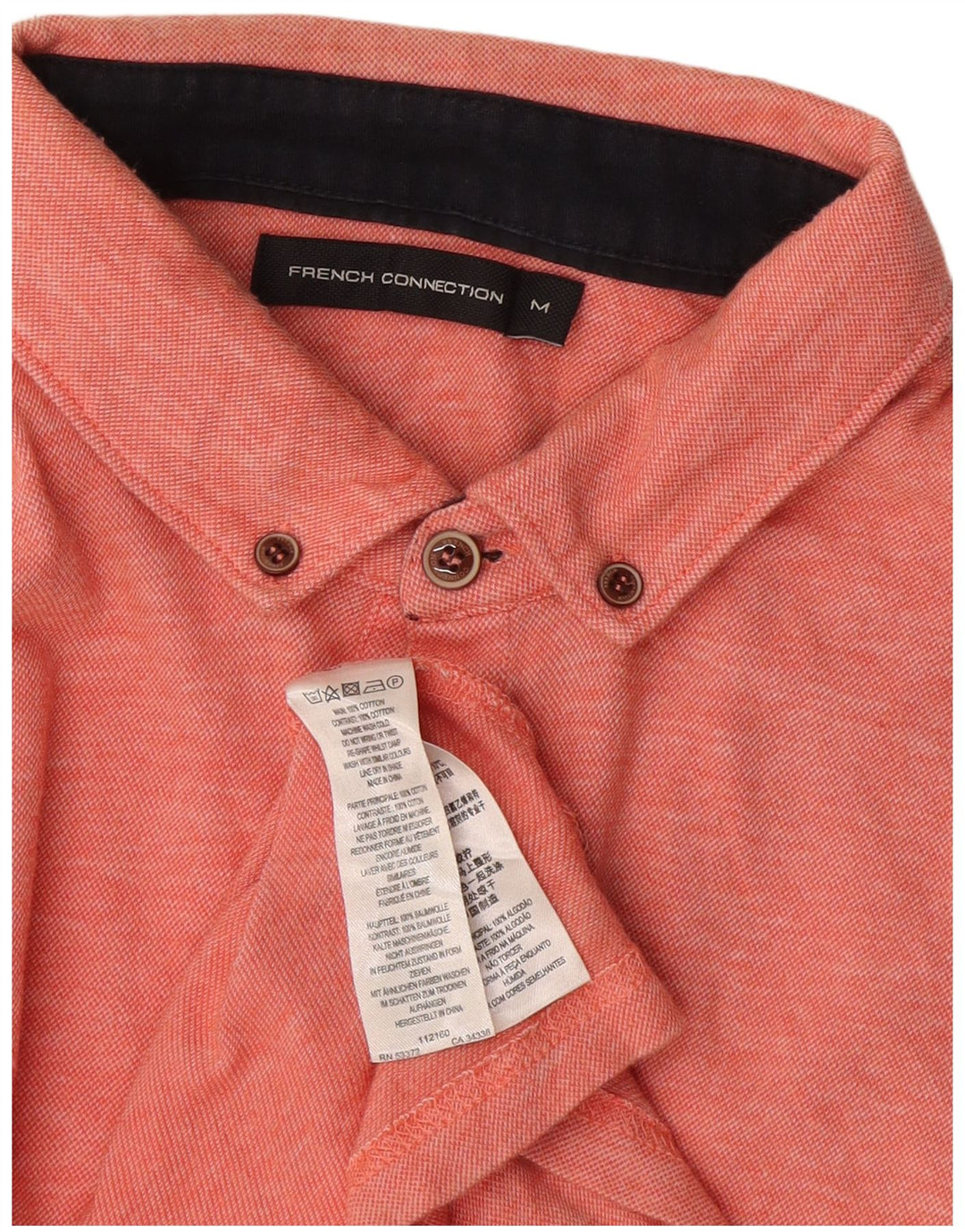Camisa polo masculina French Connection algodão manchado rosa médio