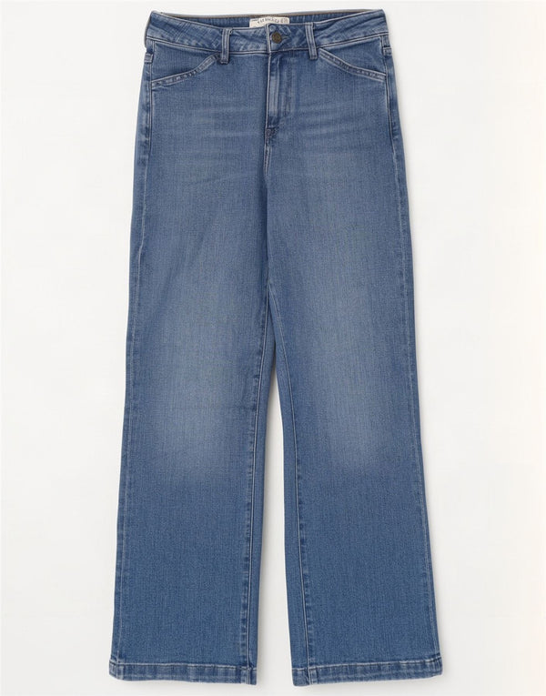 Fat Face Womens Elise Wide Leg Jeans Reino Unido 10 Pequeno W28 L30 Azul Algodão