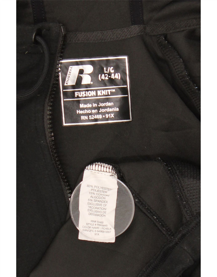 Suéter masculino com capuz e zíper RUSSELL ATLÉTICO Reino Unido 42/44 grande poliéster preto