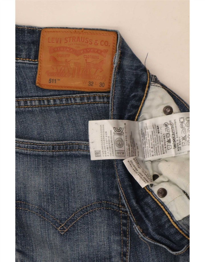 Levi's Masculino 511 Distressed Slim Jeans W32 L30 Azul Algodão