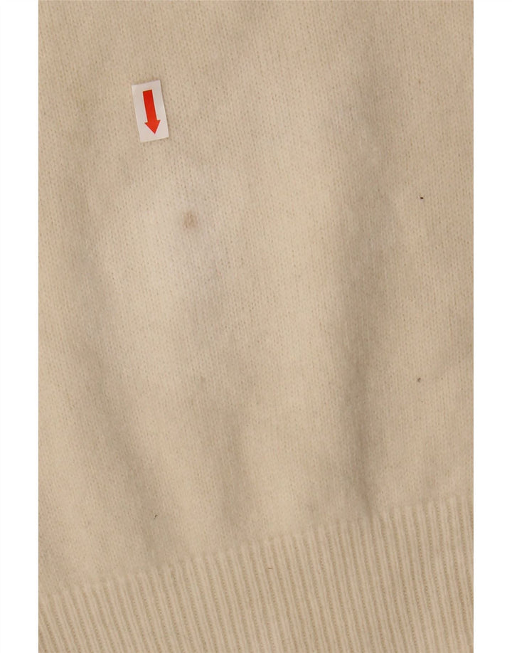 Suéter masculino Hackett com decote em V de lã bege médio