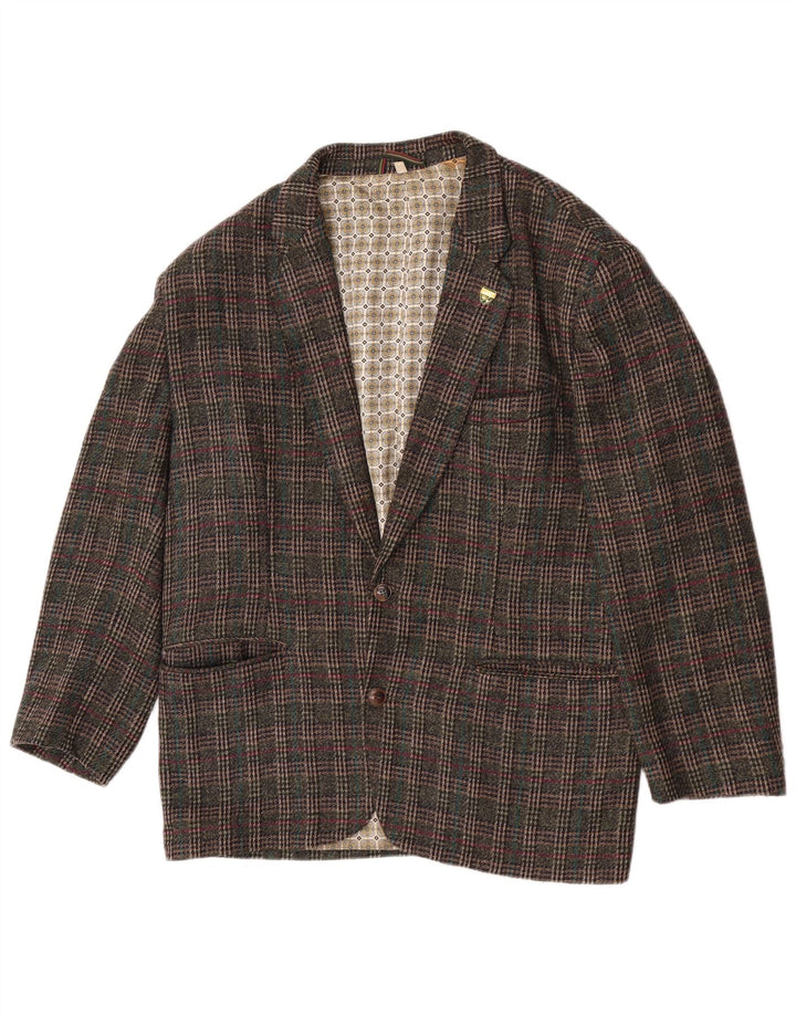 Jaqueta Blazer Cido Masculina Tradicional Fit 2 Botões IT 48 Médio Cáqui Xadrez