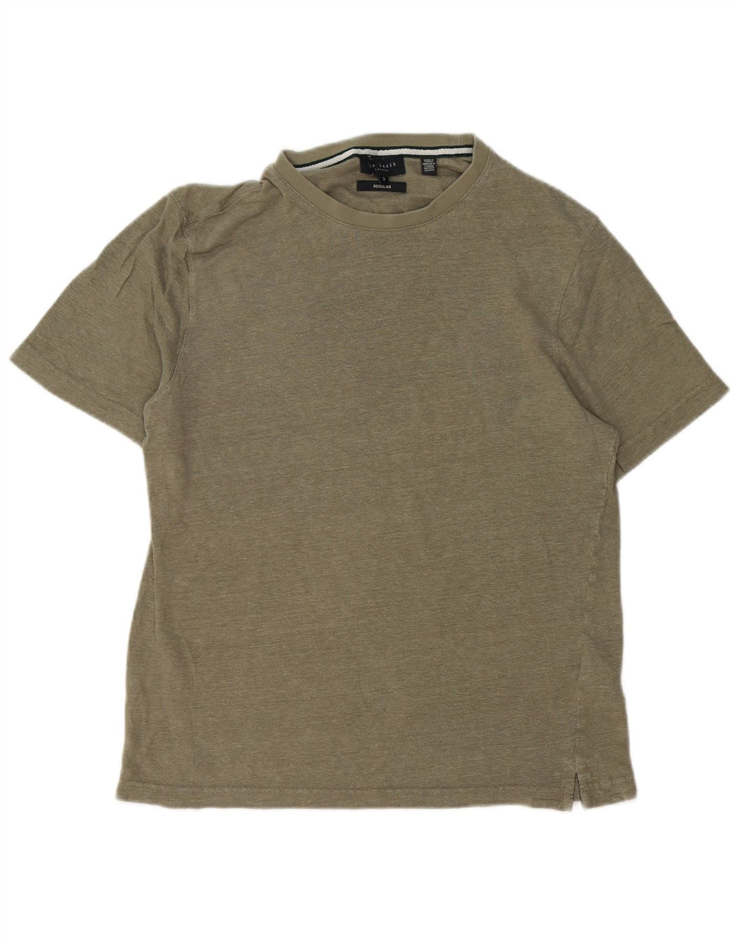 Camiseta masculina regular Ted Baker tamanho superior 3 linho cáqui médio