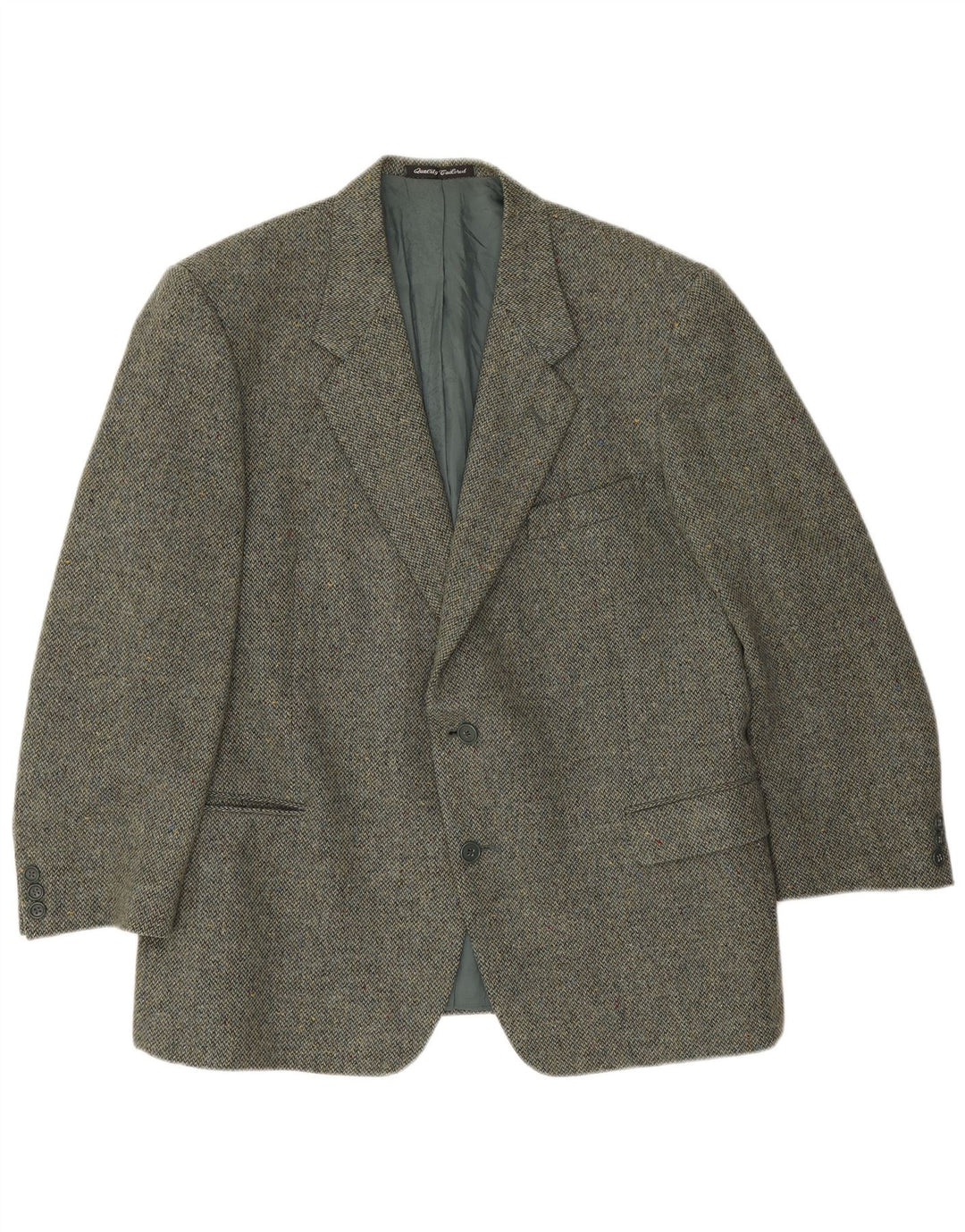 Jaqueta blazer masculina Facis com 2 botões IT 58 4XL lã virgem manchada verde