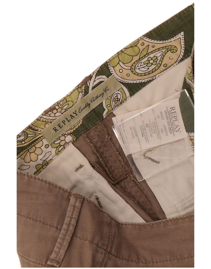 Shorts cargo feminino Replay de cintura alta W32 grande algodão cinza