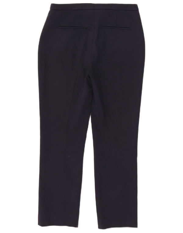 Calça feminina Reiss reta cortada Reino Unido 6 XS W27 L25 algodão azul marinho