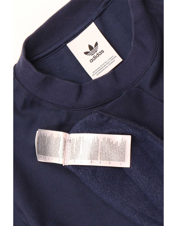 Adidas Mens Graphic Moletom Jumper Pequeno Algodão Azul Marinho