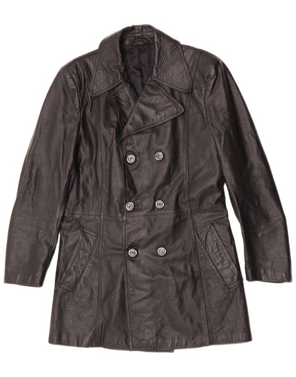 Casaco masculino vintage de couro ervilha IT 48 médio preto clássico