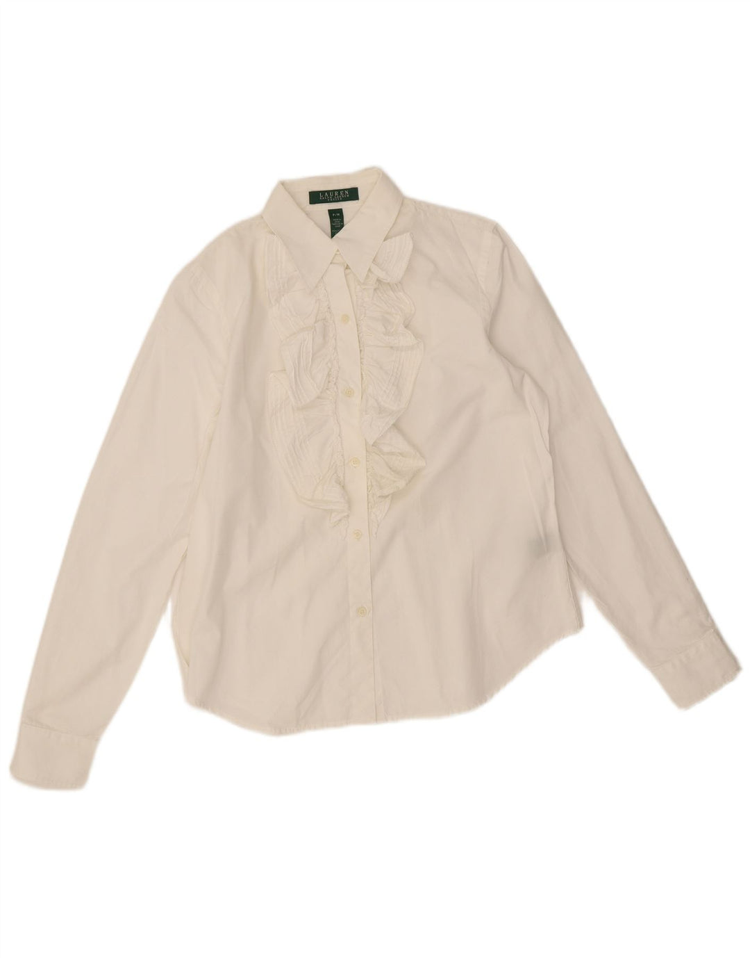 Ralph Lauren Camisa Feminina Petite Manga Longa Reino Unido 14 Médio Branco