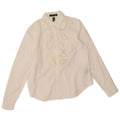 Ralph Lauren Camisa Feminina Petite Manga Longa Reino Unido 14 Médio Branco