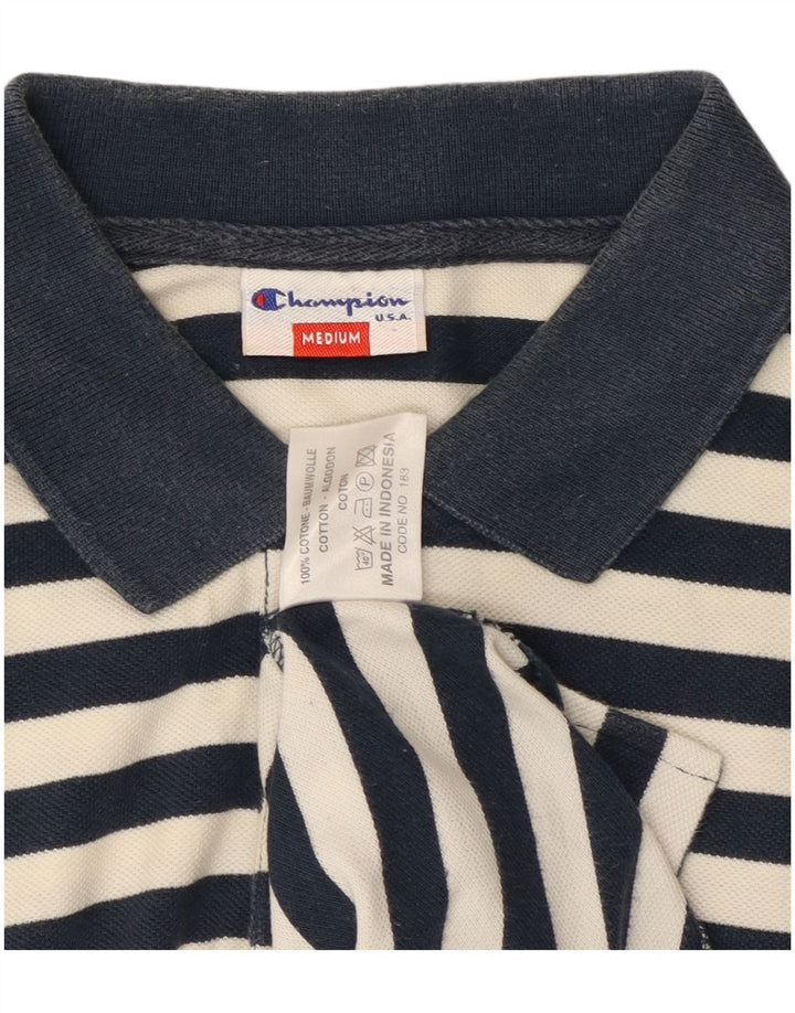 Camisa polo masculina Champion médio azul marinho listrado algodão