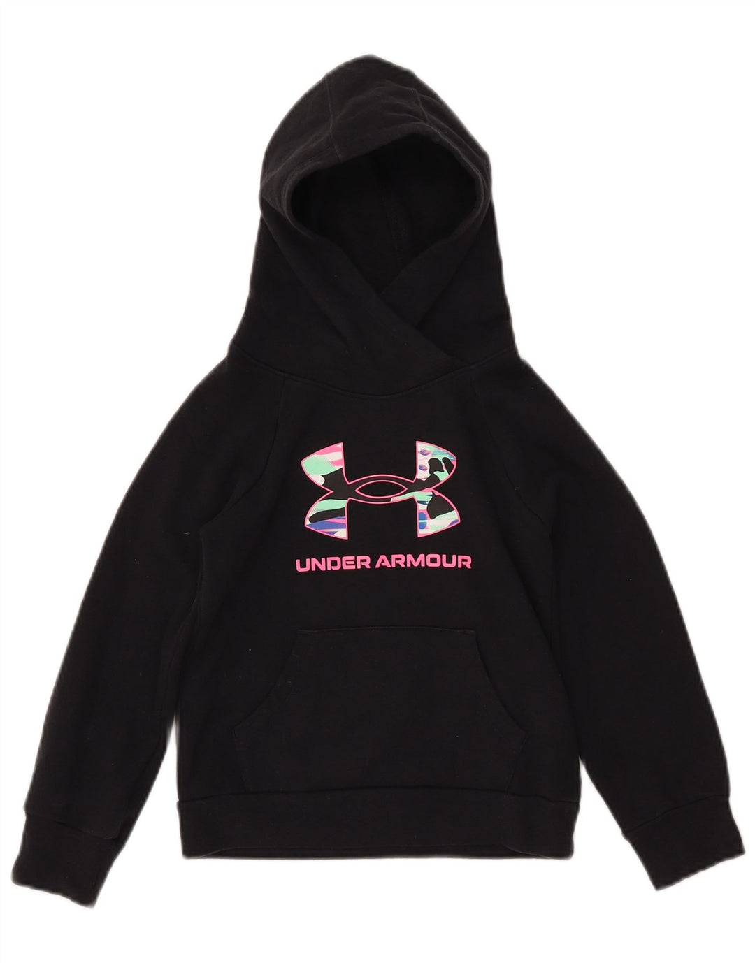 UNDER ARMOUR Girls Graphic Loose Fit Moletom com capuz 6-7 anos XS preto