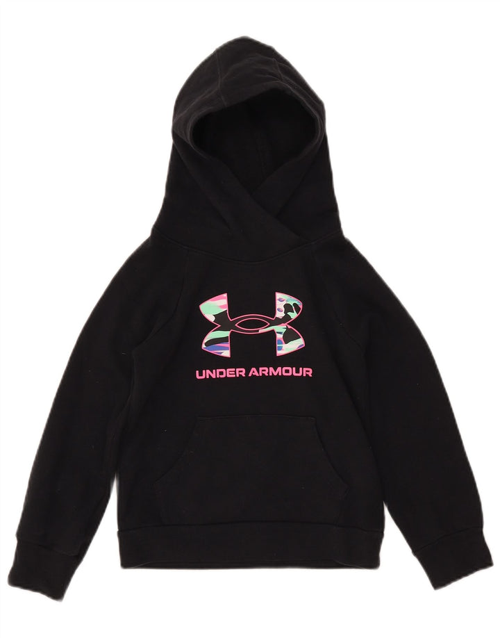 UNDER ARMOUR Girls Graphic Loose Fit Moletom com capuz 6-7 anos XS preto