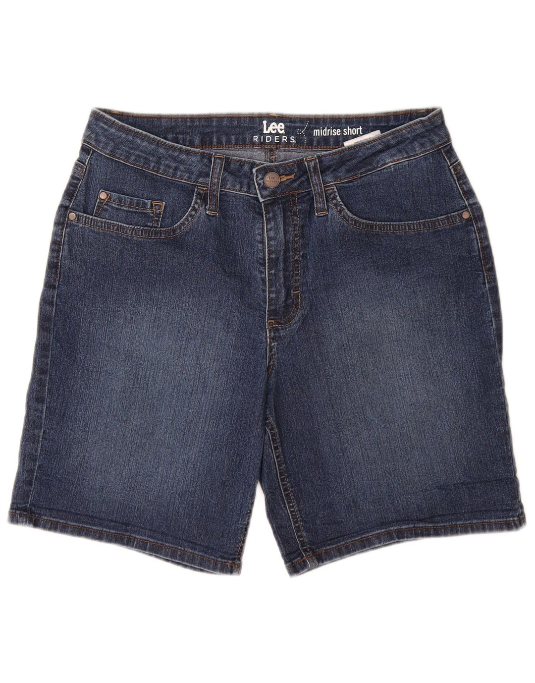 Shorts jeans feminino LEE Riders cintura média EUA 8 médio W28 algodão azul