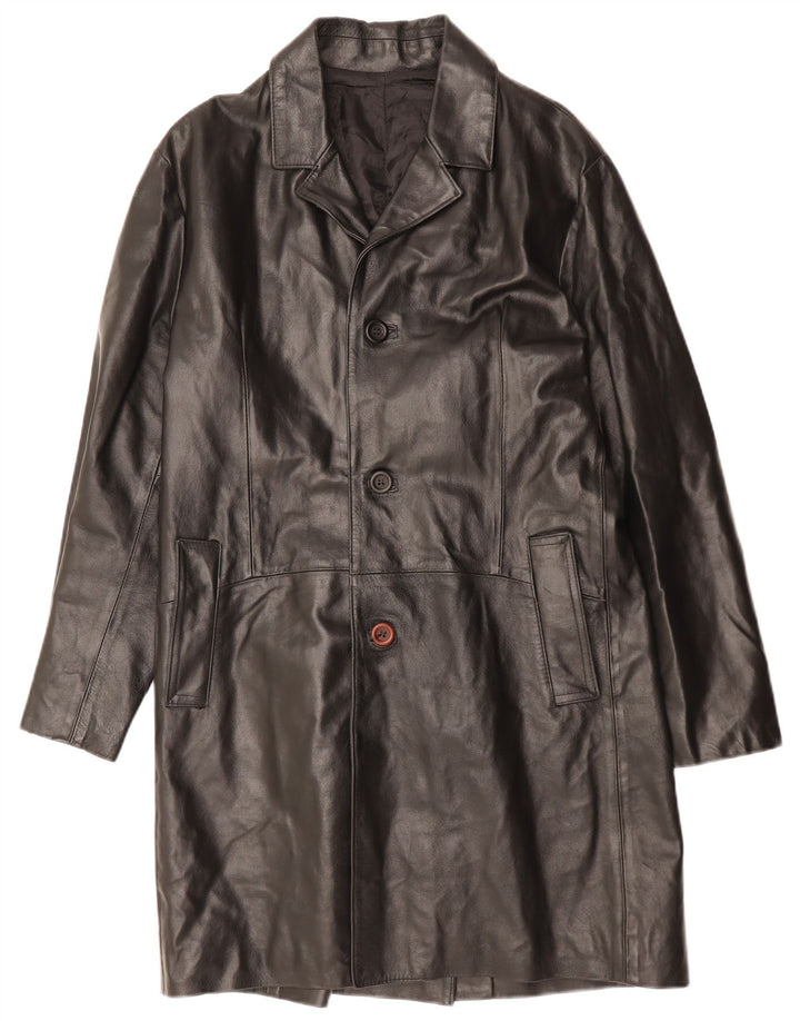 Casaco de couro masculino VINTAGE Reino Unido 36 pequeno couro preto