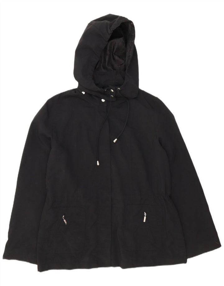Jaqueta corta-vento feminina com capuz Marks & Spencer UK 16 grande preta